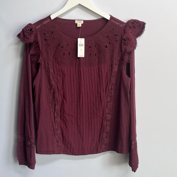 NWT Tiny Long-Sleeve Crescent Ruffled Lace Top M - Picture 9 of 11